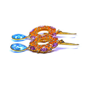 Pendiente de topacio hidro rosa, Plata de Ley 925, piedras preciosas, chapadas en oro, pareja de mujeres, boda minimalista preciosa - Product Image 2