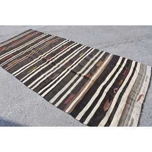 Classic Traditional <b>Brown</b> Beige 5x11ft <b>Wool</b> Rug Vintage Turkish Patchwork Rectangle Design Latex Backing for Bedroom Bedside - Product Image 4