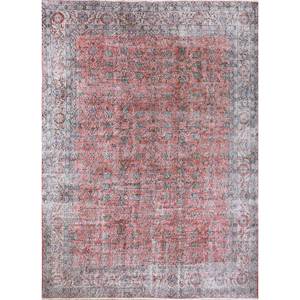 Alfombra de Lana Anudada a Mano Vintage Pae-2372, Grande, con Diseño Floral Rojo y Naranja, para Sala de Estar, Pasillo, Dormitorio de Adolescentes, Rectangular - Product Image 1