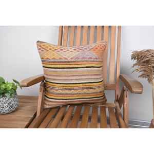 Beige Kilim Wool <b>Pillow</b> 18x18 Inch Luxury Accent <b>Pillow</b> Vintage Fluffy Print Pattern Woven <b>Feather</b> for Bedding for Christmas - Product Image 1