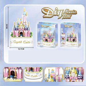 Mini Gạch Nhà Mô Hình Bộ Sưu Tập Công Chúa Xây Dựng Lâu Đài Khối Âm Nhạc Hộp Trang Trí Sinh Nhật Giáo Dục Đồ Chơi Quà Tặng Trẻ Em Cô Gái - Product Image 4