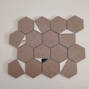 IndianInterior Trends 73mm Hexagon Silver PVD Ceramic <b>Mosaic</b> Tile Punch for Boundary walls Compound walls Exterior Walls - Product Image 1