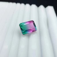 Piedra de turmalina bioquímica creada en laboratorio de 10x14 mm, corte esmeralda, cambio de color, relleno de fracturas, diseño único, gemas sueltas calibradas