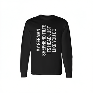 Camiseta de manga larga personalizada con diseño de Pastor Alemán, característica única: inclina la cabeza solo para ti! Ropa Promocional para Perros - Product Image 3
