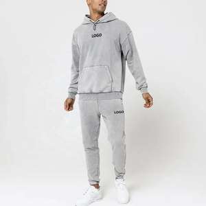 Ensemble de jogging vintage personnalisé, survêtement zippé délavé à l'acide, sweat-shirt et pantalon de survêtement à jambe droite évasée, survêtement pour homme - Product Image 1