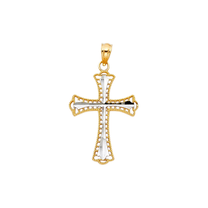 Alta calidad 14K plata amarillo dos tonos chapado en oro Santa Cruz encanto accesorio espiritual joyería religiosa cristiana niños - Product Image 1