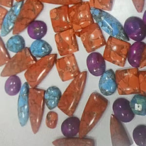 Piedras Preciosas de Obsidiana Caoba de la Mejor Calidad, Par Suelto de la India, Color Turquesa, Forma Rectangular, Parte Posterior Plana, 20% de Descuento y Regalo - Product Image 1