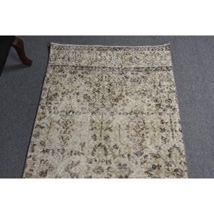 Alfombra Turca de 2.9x9.8 pies, Alfombra Vintage con Diseño Floral Marrón - Product Image 4