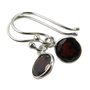925 Solid Sterling Silver <b>Garnet</b> Gemstone Drop <b>Earrings</b> Women's Dangle Silver Jewellery - Product Image 1