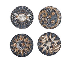 Juego personalizado de 4 posavasos con bordado de cuentas y diseño de cóctel artesanal elegante y elegante de lujo a la moda de Hiba Enterprises - Product Image 3