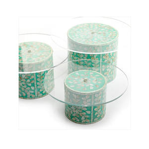 จานเค้กแบบฝังกระดูกทำด้วยมือถาดช็อคโกแลตทรงกลมลายแม่ของไข่มุกธรรมชาติสำหรับอีดรอมฎอนอุปกรณ์ทำเค้กงานแต่งงาน - Product Image 4