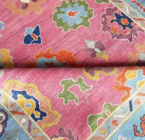 Carpet Rugs 8x10 <b>Pink</b> <b>Wool</b>/Silk Oushak Rug Antique Handknitted Washable PET Friendly Low Pile Living Room - Product Image 2