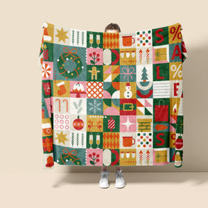 2024 Kerstontwerp Zachte Winter Kingsize Festival Custom Gooi Dekens Digitaal Bedrukt Flanellen Kerstdeken Met Logo - Product Image 1