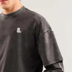 เสื้อยืดแขนยาวผู้ชายคุณภาพดีที่สุด ลายฟอกสี เสื้อยืดแขนยาวผู้ชายลายฟอกสี สกรีนโลโก้ เสื้อยืดลายฟอกสีสไตล์วินเทจ - Product Image 6