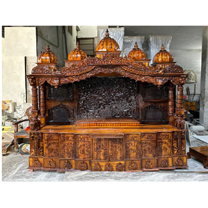 ผู้ผลิตหิ้งไม้สักขนาดใหญ่สำหรับบ้าน หิ้งไม้สักโบราณขนาดใหญ่ที่สุด หิ้งไม้สักขัดเงาพร้อมหลังคาโค้ง ขายในสหราชอาณาจักร - Product Image 1