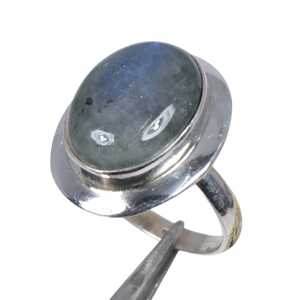 แฟชั่นเครื่องประดับตัดลาบราดอร์ไทต์ 925 เงินสเตอร์ลิงแหวนอัญมณีเครื่องประดับทําด้วยมือเดือนมีนาคม Birthstone ของขวัญสําหรับครบรอบ - Product Image 1