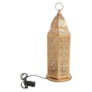 Lanterne électrique de style marocain de luxe, lampe de table en métal doré perforé, luminaire décoratif suspendu pour la maison, mariage, Ramadan - Product Image 2