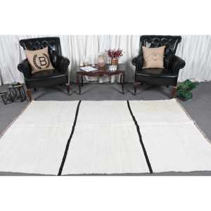 Alfombra Turca Vintage de 4.8x8.2 pies (147x251 cm), Alfombra Kilim Marroquí Blanca - Product Image 2