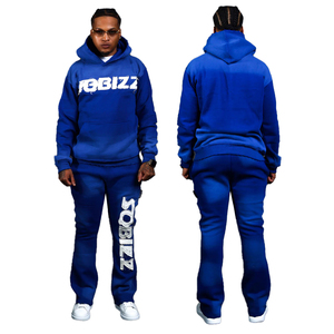 Alta calidad de los hombres Vintage Washed Street Style Custom Distress & Patches Pullover Hoodies y pantalones de chándal Chándales de invierno para hombres - Product Image 6