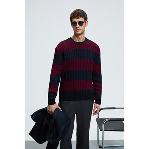 Pull en tricot à col rond pour homme GRIMELANGE BRAID, motif tressé, coupe classique - Product Image 1