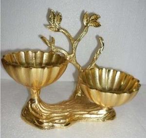 High Quality Round Shape Serving Bowl Fancy <b>Work</b> with Golden Metal Stand Customized Technique for Wedding Decor - Product Image 5