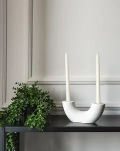 Portavelas de Metal indio con forma de medio círculo de diseño creativo aluminio recubierto de polvo blanco para decoración del hogar - Product Image 4