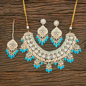 Conjunto de collar de cuentas Meenakari occidental Indo chapado en oro con aspecto clásico a precio mayorista - Product Image 1