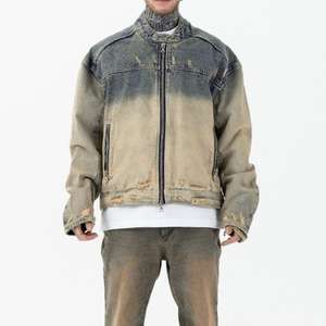 Fabricant de vêtements de haute qualité Veste vintage lourde pour hommes Veste en jean décontractée à fermeture éclair pour hommes - Product Image 3