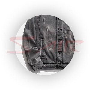 Veste en jean personnalisée pour homme grande taille, col montant, écologique, couleur unie, respirante, en toile - Product Image 4