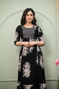 Anarkali Gawan Karkali สำหรับผู้หญิง, ผ้าฝ้ายสไตล์พื้นเมืองสไตล์ซาลวาร์คาเมซลำลองใส่ในงานแต่งงานและงานปาร์ตี้ไม่ยับย่น - Product Image 3