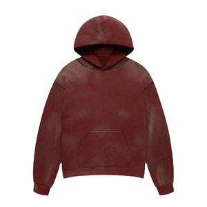 Sweat à capuche délavé à l'acide de qualité supérieure pour hommes, coton mélangé, durable, anti-rides, brodé, tenue décontracté, automne - Product Image 1