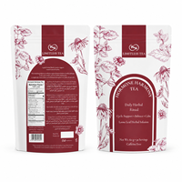 Sachet d'emballage de thé imprimé sur mesure, qualité alimentaire, sachet de thé aux herbes mat, sachet de thé bien-être pour l'équilibre hormonal arabe 60g