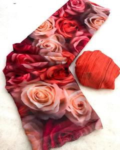 Indian Boutique's Latest Trendy Floral Digital Printed Ethnic Wear Saree Marsh Mellow Georgette Fabric para fiestas - Product Image 4