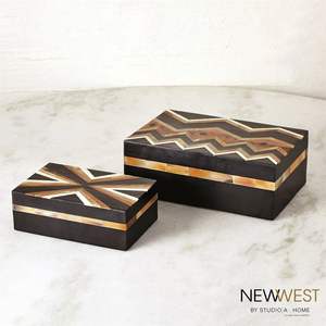 Caja con incrustaciones de resina negra con diseño geométrico para decoración moderna del hogar y solución de almacenamiento, la última caja decorativa de lujo - Product Image 5