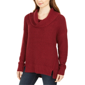 Maglione Casual da Donna Style & Co Rosso con Collo a V, Traspirante in Maglia per Autunno e Inverno, Taglia Media con Decorazione a Motivo in Pizzo - Product Image 1