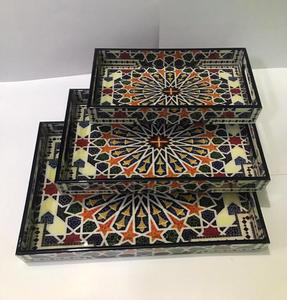 ถาดเปลไม้ตกแต่งไม้ทํามือแบบไม่ซ้ําใครสําหรับของว่างและเครื่องดื่มแบบดั้งเดิมของอินเดีย - Product Image 2