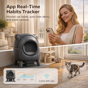 Litière pour chat autonettoyante connectée à l'application, 50L, en plastique, 10kg, anti-éclaboussures, étanche, conception ouverte, PC, OEM, ODM - Meilleures ventes - Product Image 5