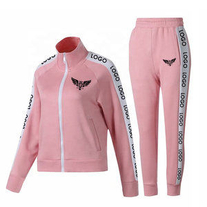 ชุดวอร์มสำหรับวิ่งออกกำลังกายสำหรับผู้หญิงชุดโลโก้ขนาดใหญ่พิเศษชุดวอร์มเด็กทารกสีชมพูมีซิปลายทางด้านข้างออกแบบได้ตามต้องการ100% โพลีเอสเตอร์ - Product Image 3