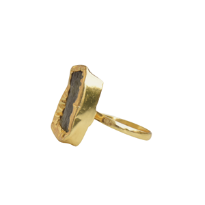 Anillo de Labradorita en Bruto, Chapado en Oro de 24K, Anillo de Piedra Preciosa Natural, Joyería de Moda Hecha a Mano - Product Image 3