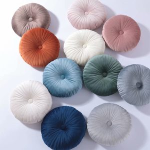 Round Pillow <b>Cushion</b> for Couch Velvet Decorative Small Throw Pillow Solid Color for Living Room Bed Floor - Product Image 5