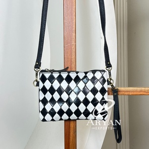 Designer Fashionable Small <b>Square</b> Bag Checkered Crossbody Mini Bag Genuine Leather Multi-functional Wristlet Phone Bag for Women - Product Image 1