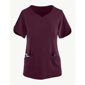Esthéticienne femmes uniforme col en V haut infirmière personnalisé propre Logo tailles hôpital médical clinique OEM vente en gros en vrac remise ensembles de gommage - Product Image 3
