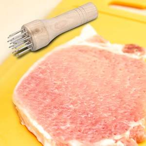 Ablandador de carne de acero inoxidable, clavos de aguja de mazo de carne herramientas de cocina con mango de madera para ablandar carnes bistec pescado - Product Image 5