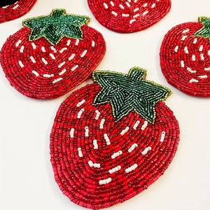 Sous-verres faits à la main en perles de luxe à motif végétal écologiques antibactériens pour mariage, fête de Noël, usage domestique - Product Image 2