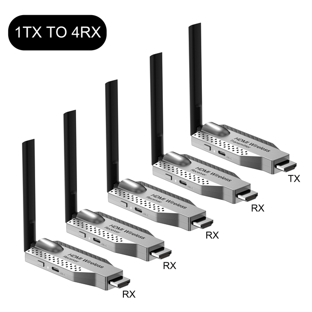 Justlink 1080p HDMI Wireless Extender 2.4G 5G Transmitter and Receiver H.264 Code 100meters Long Distance Adapter 1TX to 4RX
