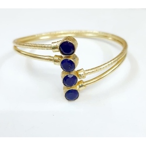 Brass Gold Plated Lapis Gemstone Fashion Cuff <b>Bracelets</b> - Product Image 4