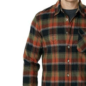 Chemise en flanelle classique pour homme, manches longues, 100% coton, vêtement décontracté, bouton, motif uni personnalisé, écologique, respirant, séchage rapide, haute qualité - Product Image 5