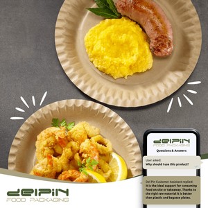 Assiette en papier kraft biodégradable, recyclable, écologique, résistante à la graisse, personnalisable, fabriquée en Italie, de qualité alimentaire, jetable, solide - Product Image 6