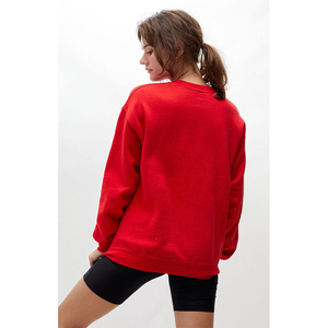 Sweatshirts en coton rouge brodés personnalisés de haute qualité pour femmes chemises d'hiver de style décontracté-longueur régulière - Product Image 6