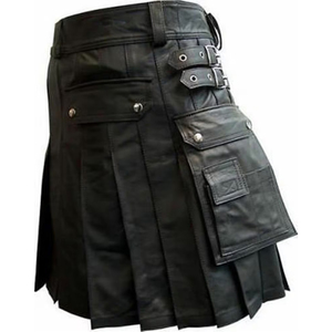 Nouveau kilt en cuir pour femmes de style traditionnel écossais, couleur unie, avec poche, couleur et logo personnalisés, toutes les tailles disponibles - Product Image 2